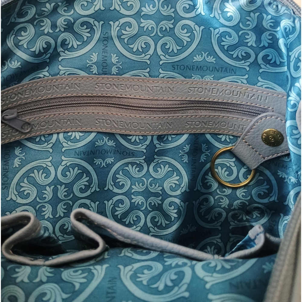 Stone Mountain Light Blue Pebble Leather Convertible Crossbody Shoulder Bag - Picture 16 of 16